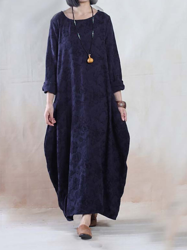 Women Casual Loose Cotton Linen Long Maxi Dress
