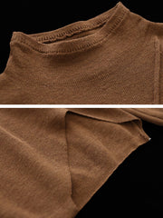 Women Loose Irregular Hem Half-high Collar  Sweater