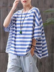 100% Cotton Striped Casual T-Shirt