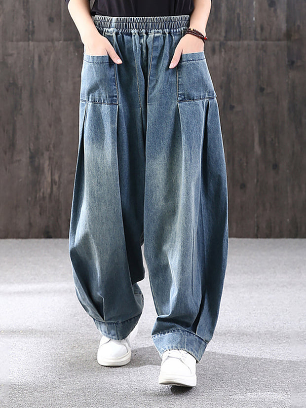 Simple Pure Color Loose Jeans
