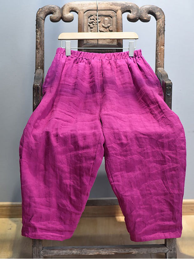 Summer Solid 100% Linen Harem Pants