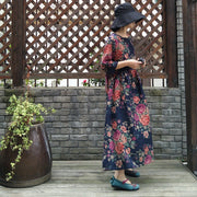 Floral Prints Pleated Summer Cotton Dress