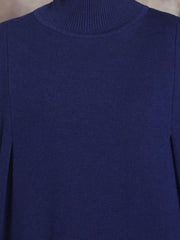 Women Pure Color Knitted High Neckline Dress
