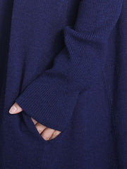 Women Pure Color Knitted High Neckline Dress