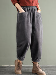 Elastic Waist Corduroy Cotton Handmade Pants