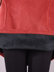 Plus Size - Women Solid Color Corduroy Dress