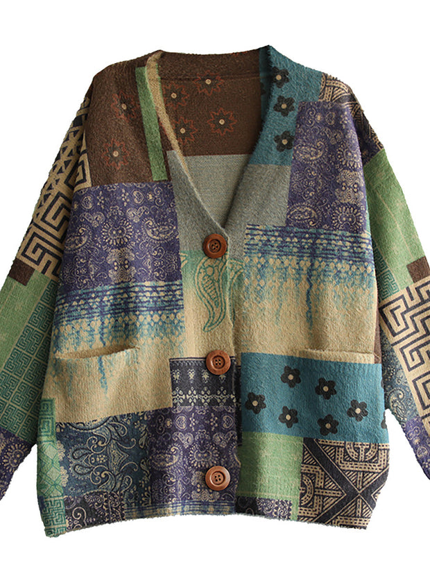 Pocket Stitching V Neck Long Sleeve Sweater Coat
