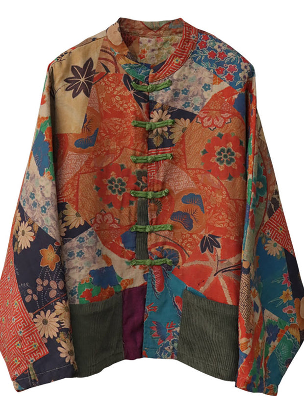 Baumwoll-Leinen-Vintage-Mantel mit Brusttaschen und Nähten