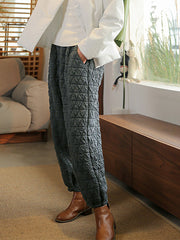 Warm Solid Color Pocket Elastic Waist Lantern Pants