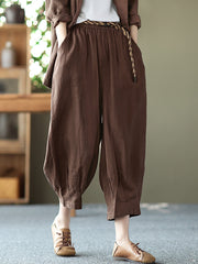 Linen Women Casual Summer Loose Harem Pants