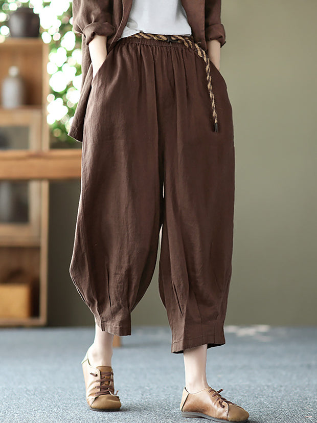 Linen Women Casual Summer Loose Harem Pants