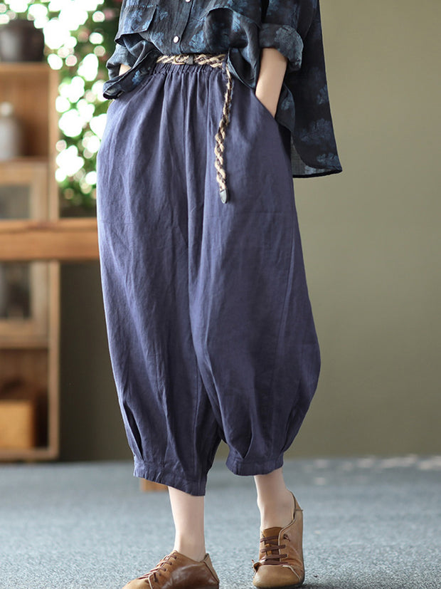 Linen Women Casual Summer Loose Harem Pants