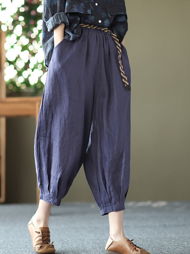 Linen Women Casual Summer Loose Harem Pants
