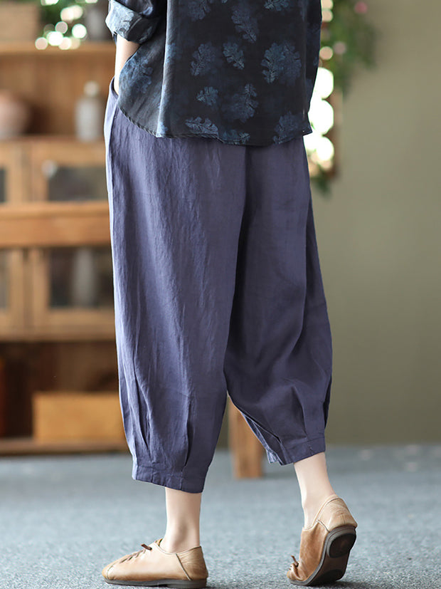 Linen Women Casual Summer Loose Harem Pants