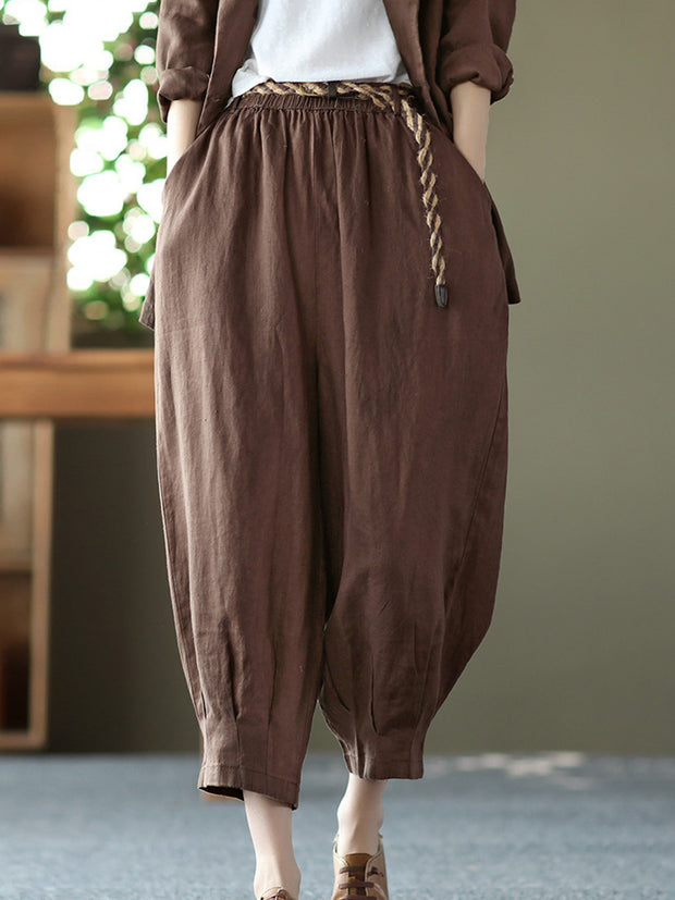 Linen Women Casual Summer Loose Harem Pants