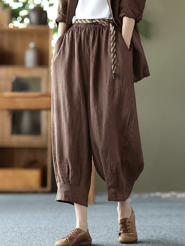 Linen Women Casual Summer Loose Harem Pants