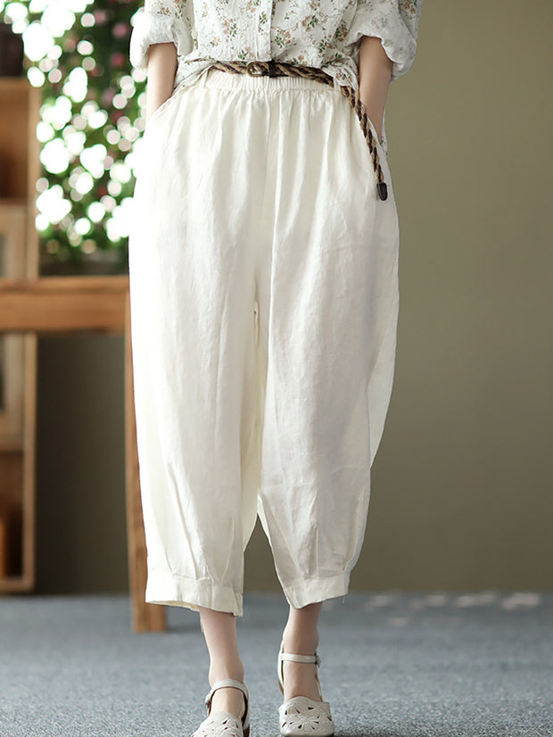 Linen Women Casual Summer Loose Harem Pants