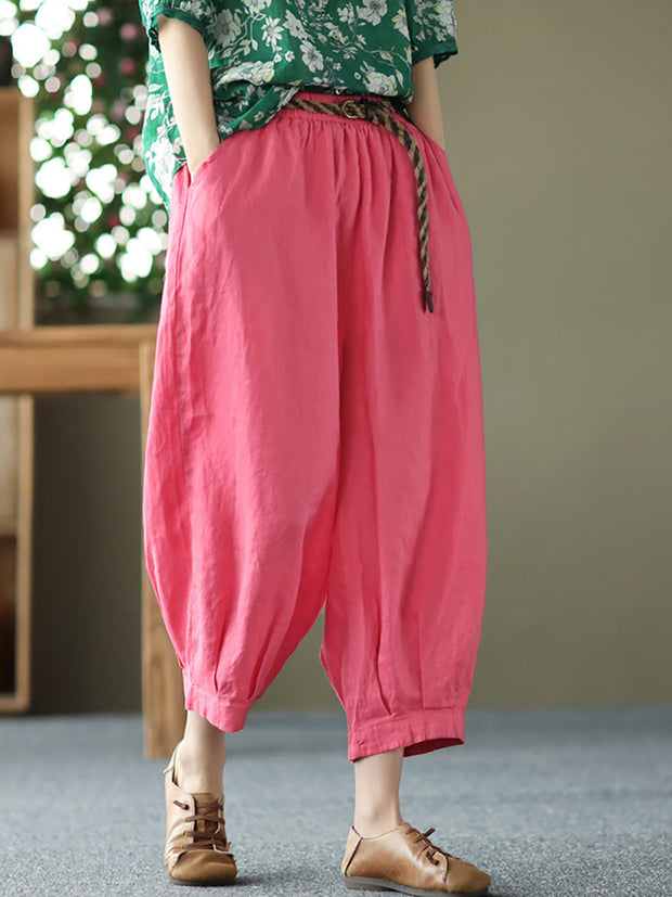 Linen Women Casual Summer Loose Harem Pants