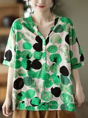 Floral Vintage Short Sleeve Cotton Women T Shirt
