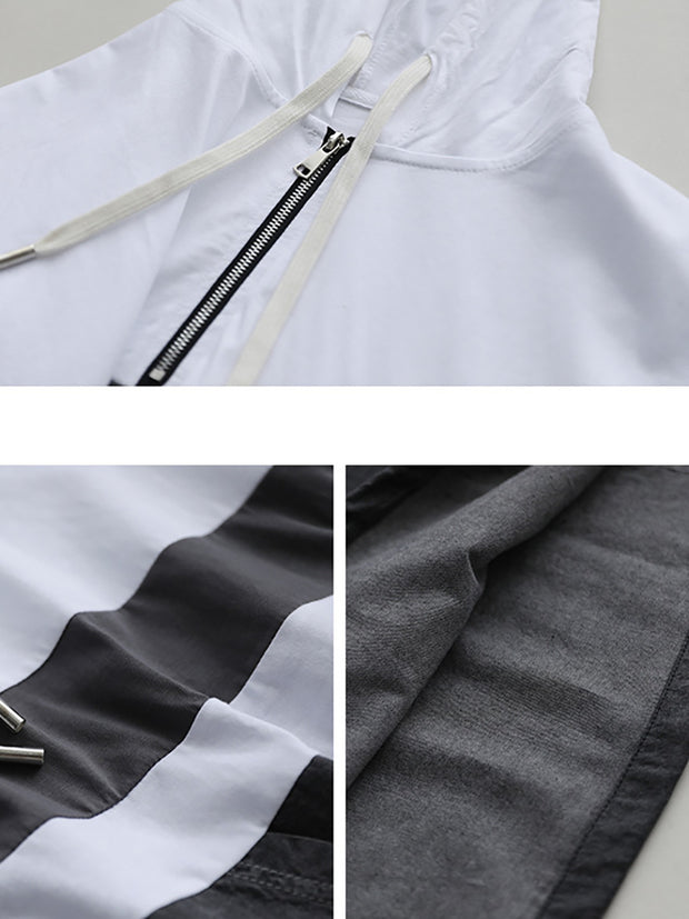 Zipper Casual Hoody Short Sleeve Cotton Women T Shirt