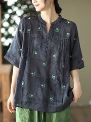 Pullover Split Neck Casual Floral Women Shirt