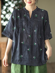 Pullover Split Neck Casual Floral Women Shirt