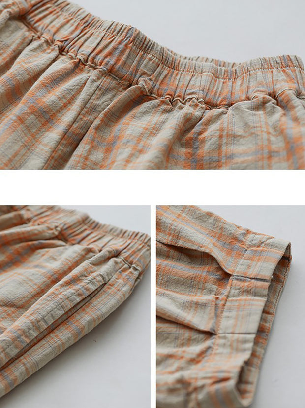 Plaid Women Casual Summer Loose Harem Pants