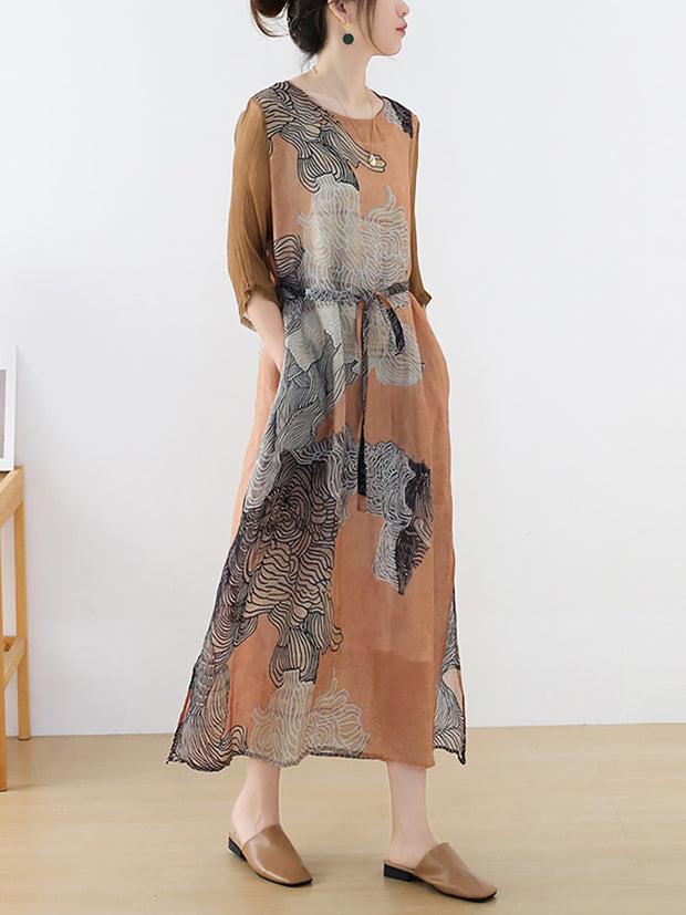 Summer Floral Vintage Women Retro Maxi Dress