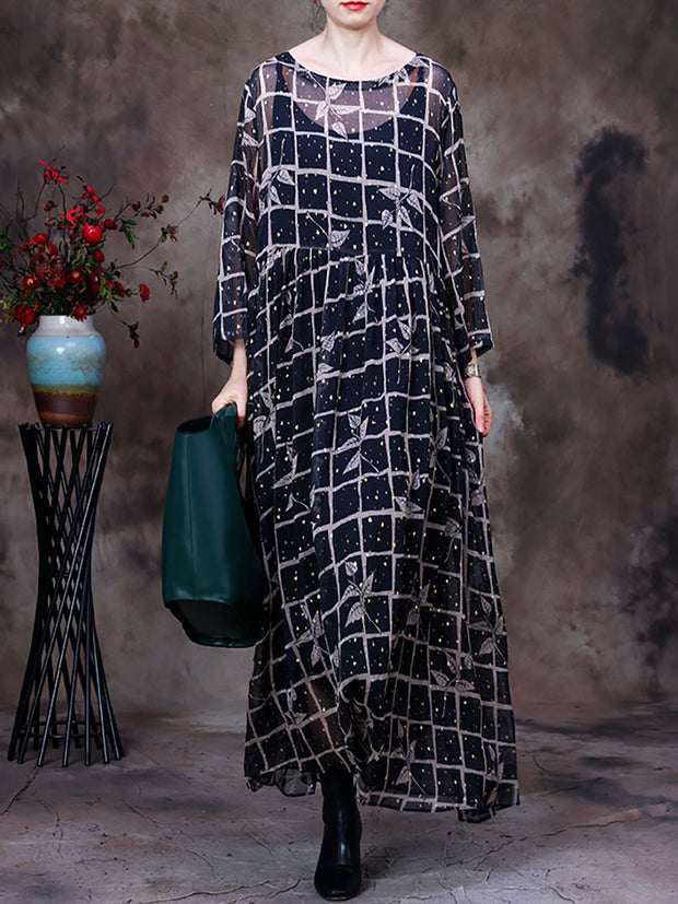 Transparent Women Maxi Dress With Linning Two Pieces Set