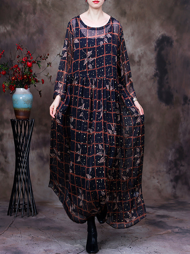 Transparent Women Maxi Dress With Linning Two Pieces Set