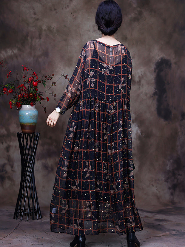 Transparent Women Maxi Dress With Linning Two Pieces Set