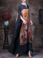 V Neck Summer Vintage Loose Maxi Dress