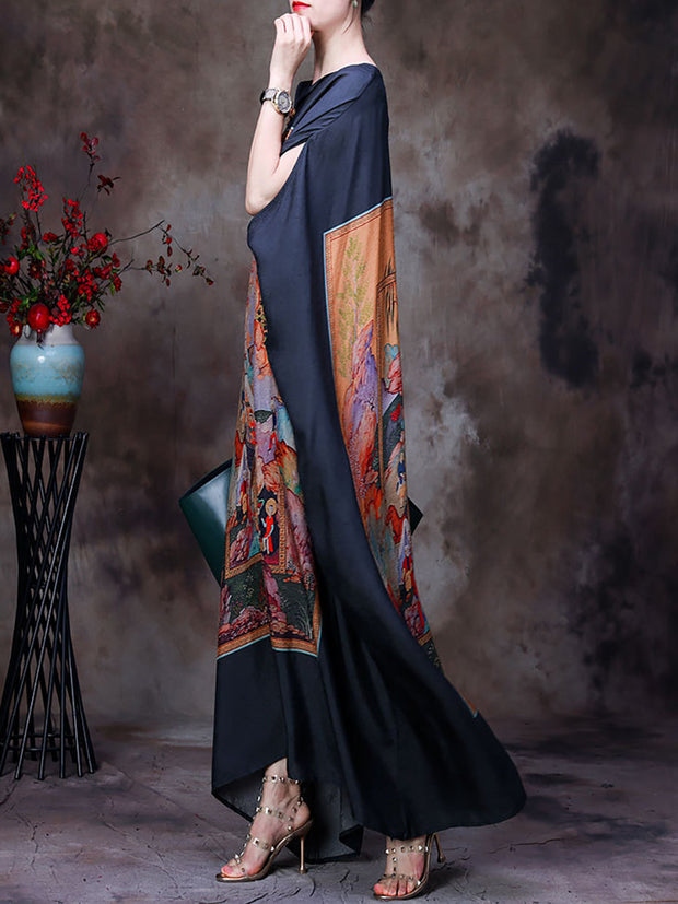V Neck Summer Vintage Loose Maxi Dress