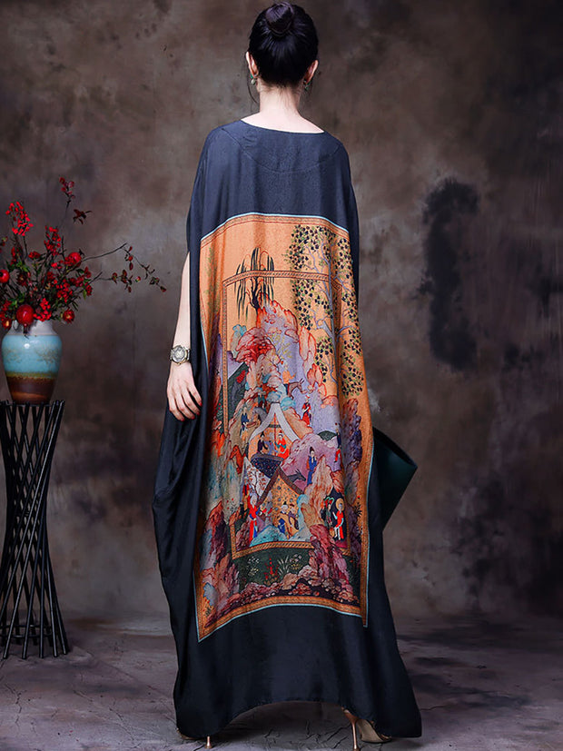 V Neck Summer Vintage Loose Maxi Dress