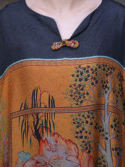 V Neck Summer Vintage Loose Maxi Dress