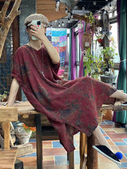 Linen Floral Vintage Summer Loose Dress