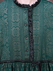 Women Print  Lacing Long Sleeves Dress