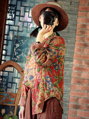 Vintage Print Cardigans Women T-Shirt