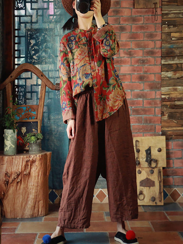 Vintage Print Cardigans Women T-Shirt