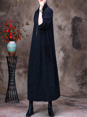 Autumn Vintage Solid Women Long Dress