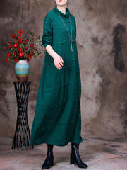 Autumn Vintage Solid Women Long Dress