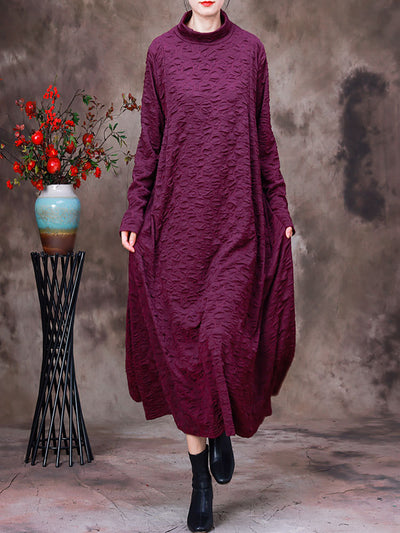 Women Bubble Cotton Turtleneck Dress