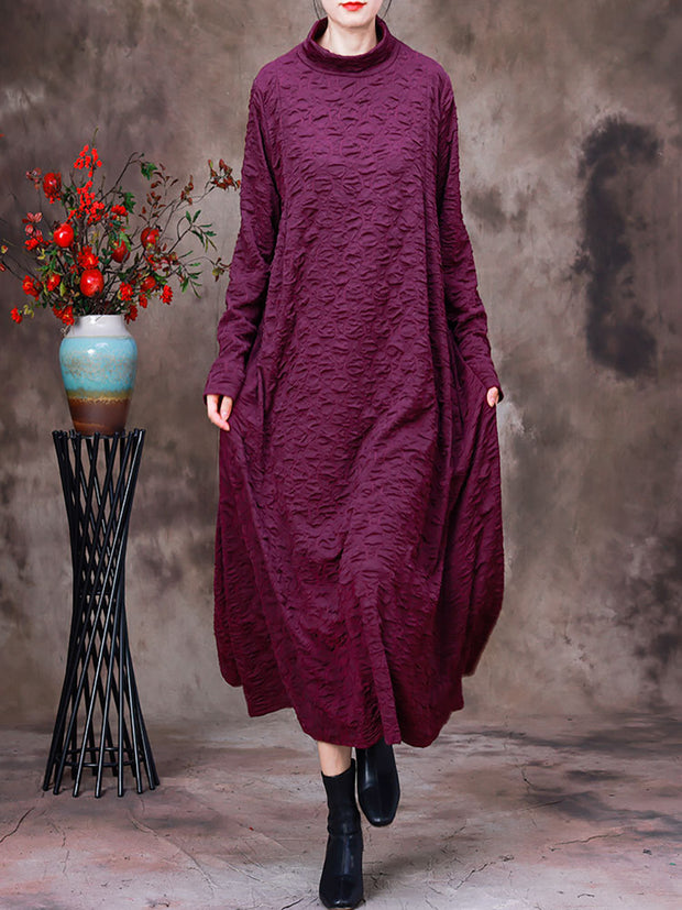 Women Bubble Cotton Turtleneck Dress