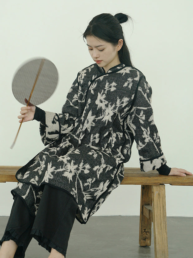 Vintage Reversible Wear Jacquard Loose Coat