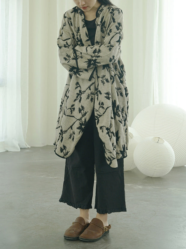 Vintage Reversible Wear Jacquard Loose Coat
