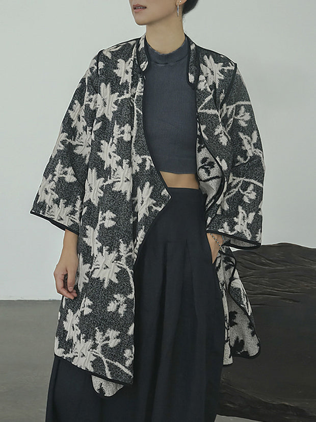 Vintage Reversible Wear Jacquard Loose Coat