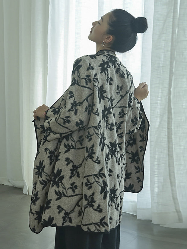 Vintage Reversible Wear Jacquard Loose Coat