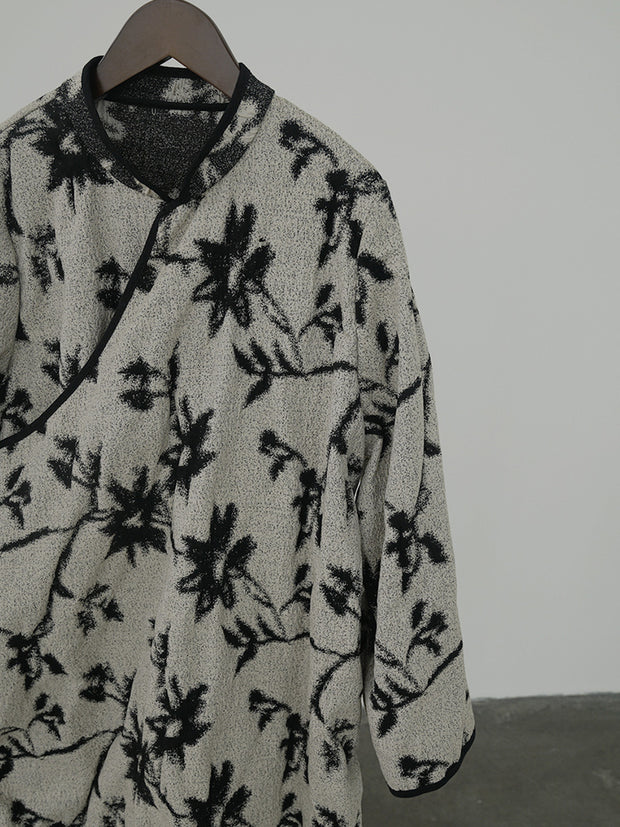 Vintage Reversible Wear Jacquard Loose Coat