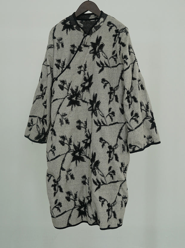 Vintage Reversible Wear Jacquard Loose Coat
