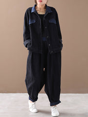 Women Autumn Vintage Coat + Harem Pants Sets